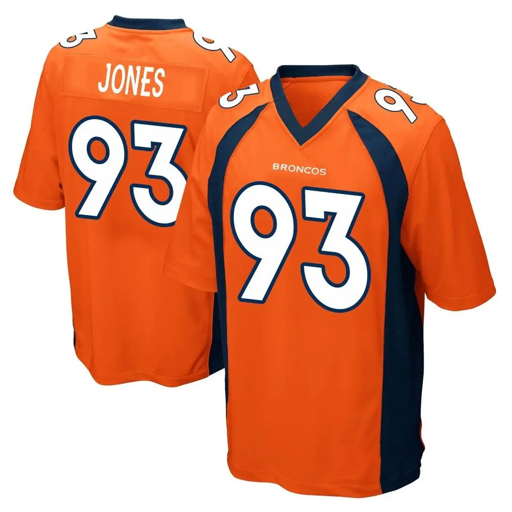 D.Broncos #93 D.J. Jones Player Orange Color Home Game Ndoa Stitched Jerseys