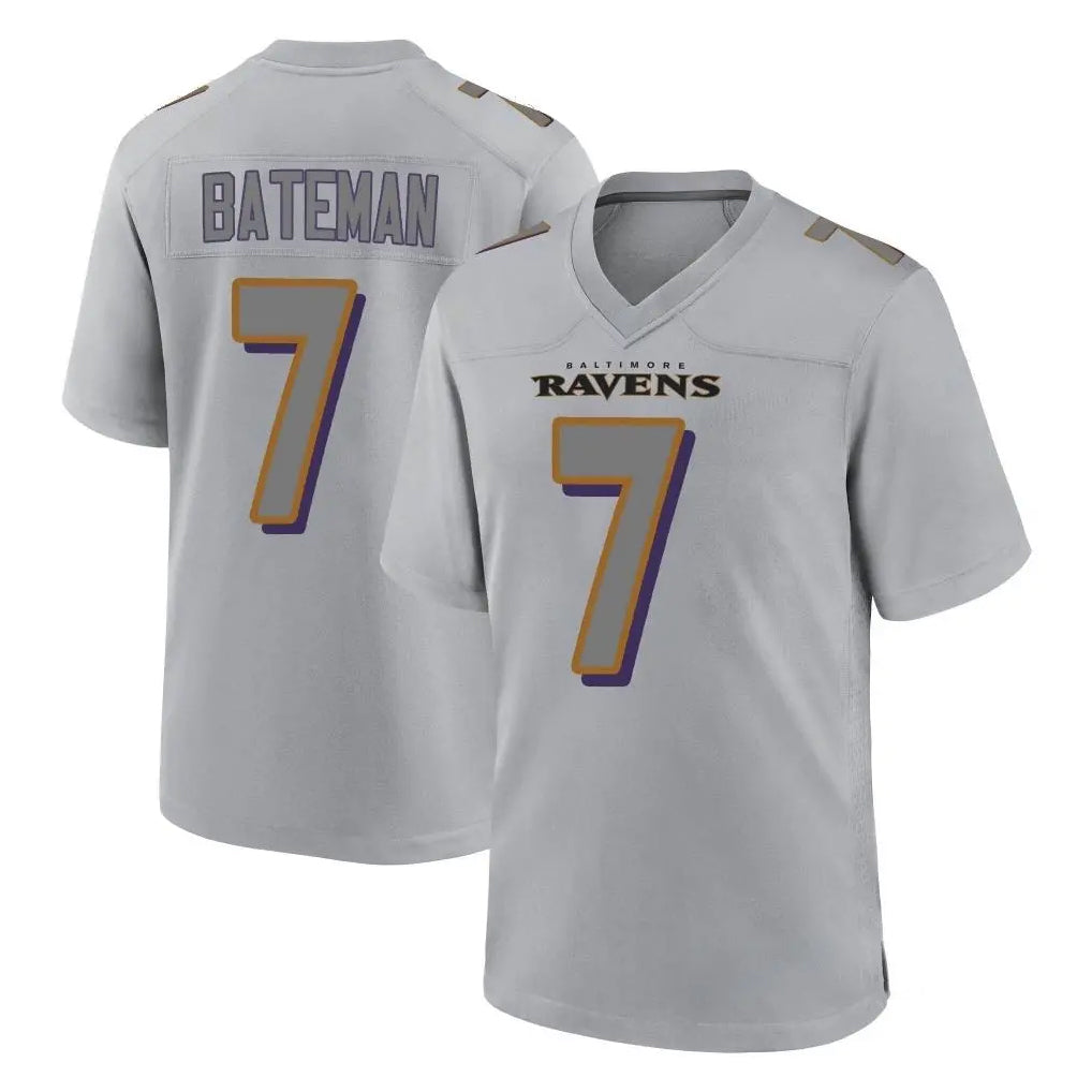 B.Ravens #7 Rashod Bateman Player Gray Color Rush Vapor Untouchable Game Ndoa Stitched Jerseys