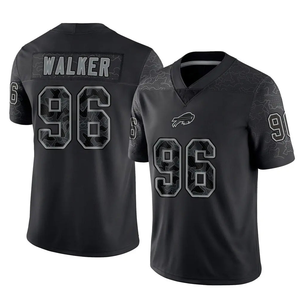 B.Bills #96 Deone Walker Player Black RFLCTV Limited Ndoa Stitched Jerseys