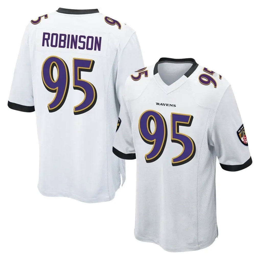 B.Ravens #95 Tavius Robinson Player White Home Game Ndoa Stitched Jerseys