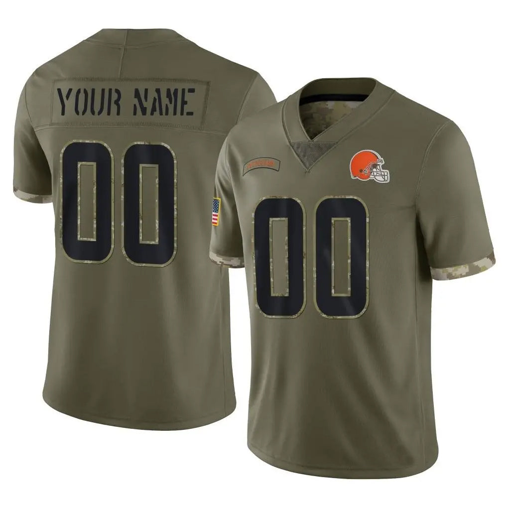 Custom C.Browns Olive Salute to Service Limited Game Any Name & Numbers Ndoa Stitched Jerseys