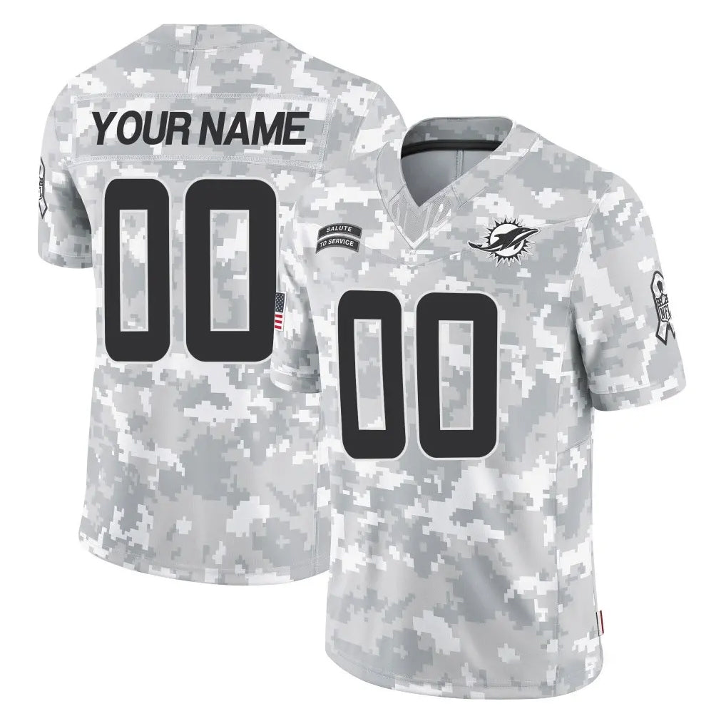 Custom M.Dolphins Arctic Camo Salute To Service Limited Game Any Name & Numbers Ndoa Stitched Jerseys