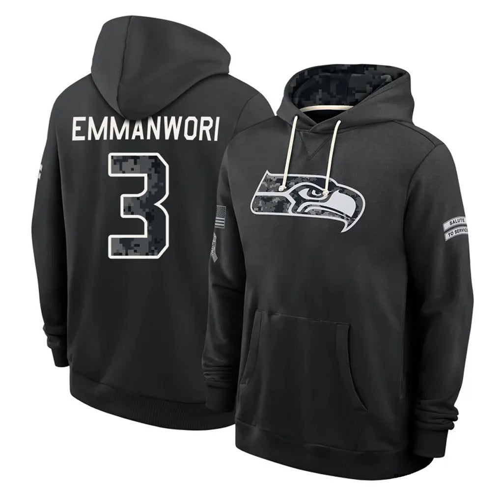 S.Seahawks #3 Nick Emmanwori Player 2026 Black Logo Pullover Hoodies Limited Game Ndoa Stitched Jerseys