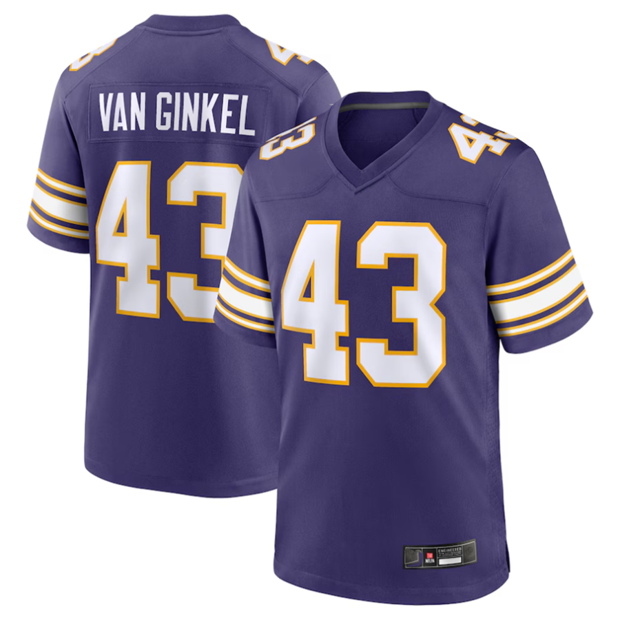 Ndoa #43 Andrew Van Ginkel Player MN.Vikings Purple Game Stitched Jerseys