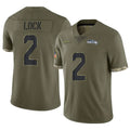 S.Seahawks #2 Drew Lock Player Olive Limited Salute To Service Home Game Ndoa Stitched Jerseys