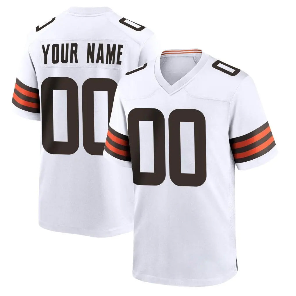 Custom C.Browns White Home Game Any Name & Numbers Ndoa Stitched Jerseys