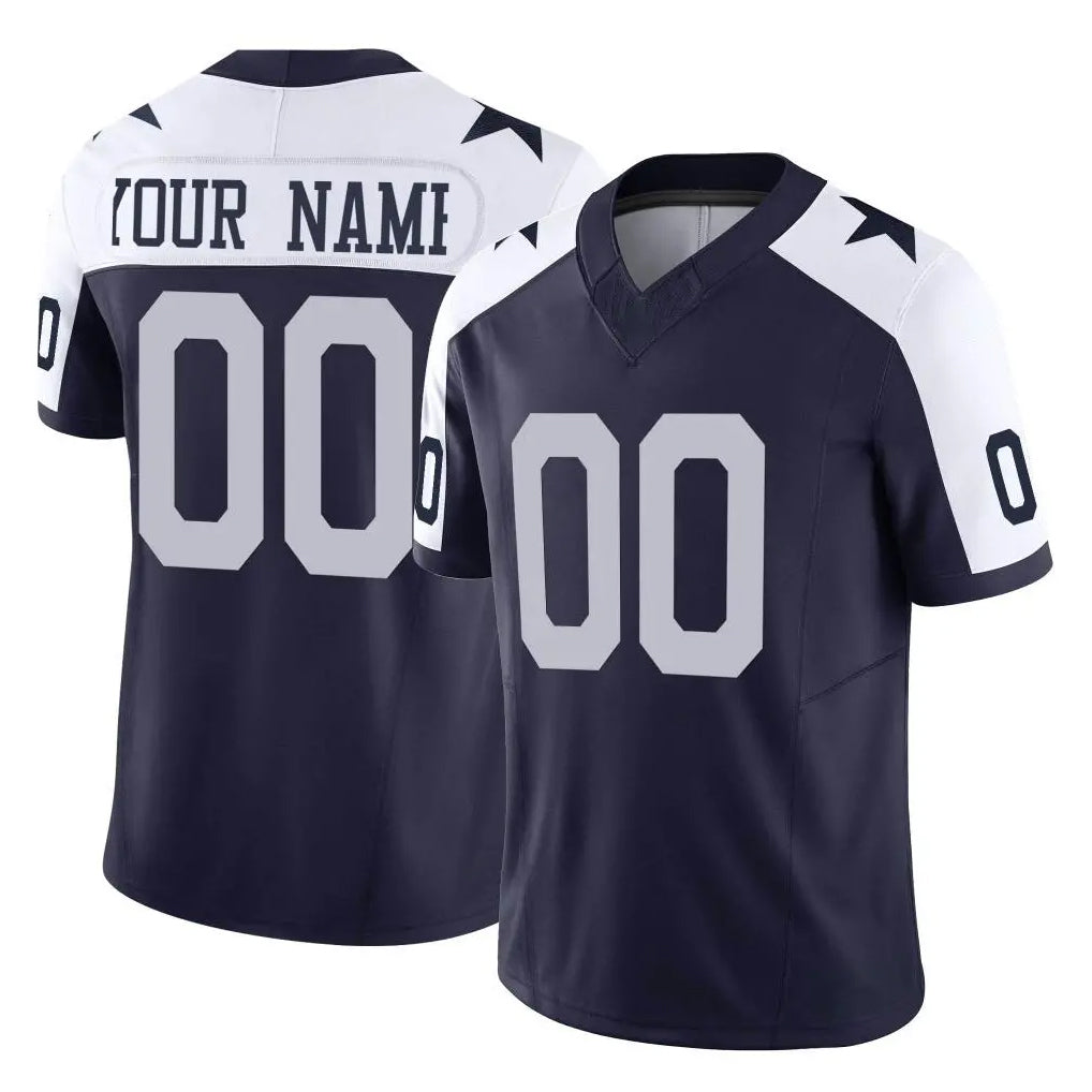 Custom D.Cowboys Navy-White Limited Alternate Vapor F.U.S.E. Home Game Any Name & Numbers Ndoa Stitched Jerseys