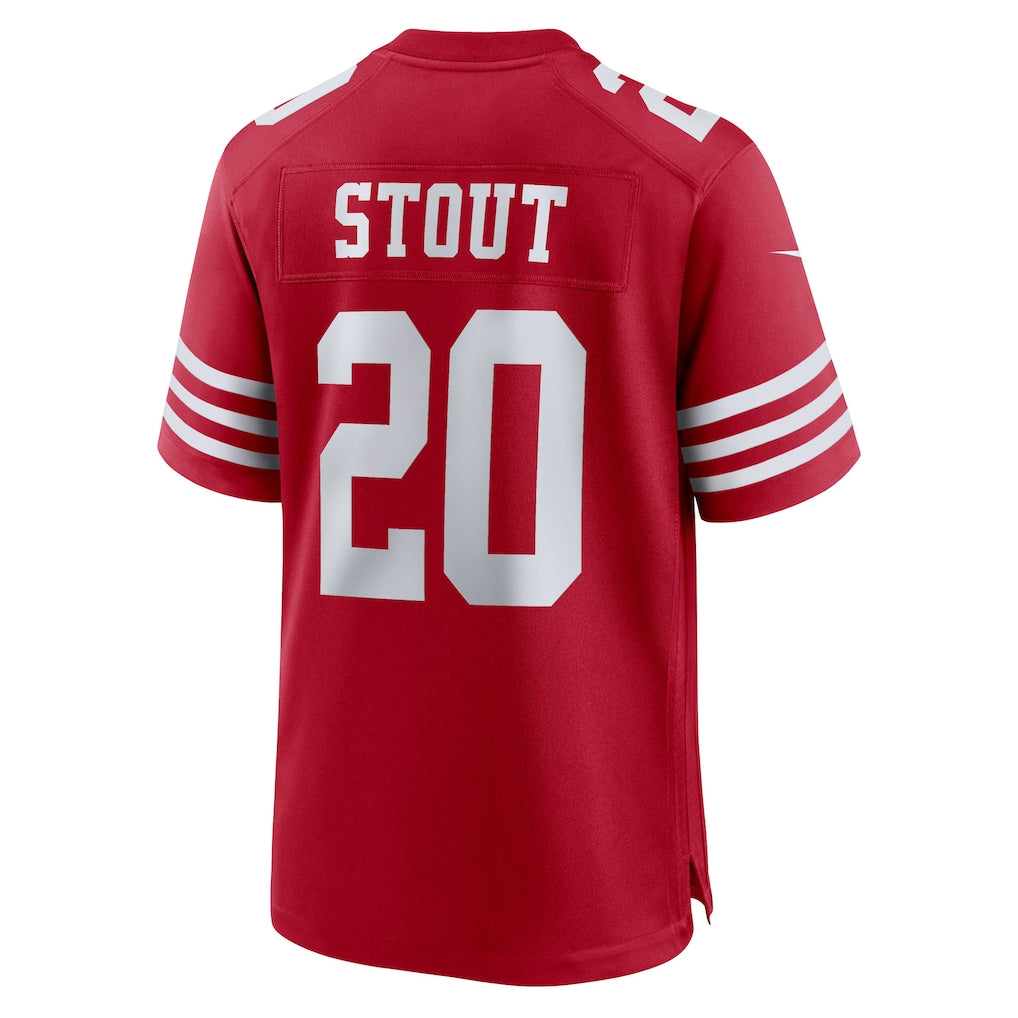 Ndoa SF.49ers #20 Upton Stout Scarlet Team Game Jersey