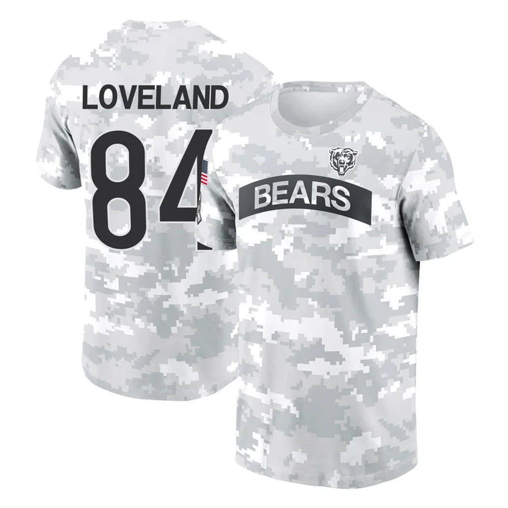 C.Bears #84 Colston Loveland Player Arctic Camo Salute to Service Performance T-Shirt Limited Ndoa Stitched Jerseys