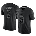 C.Panthers #8 Jaycee Horn Player Black Limited Reflective Game Ndoa Stitched Jerseys