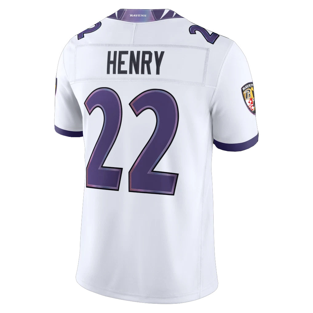 B.Ravens #22 Derrick Henry Player White Limited Elite Home Game Ndoa Stitched Jerseys
