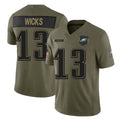 P.Eagles #13 Dontayvion Wicks Player Olive 2025 Salute To Service Limited Ndoa Stitched Jerseys