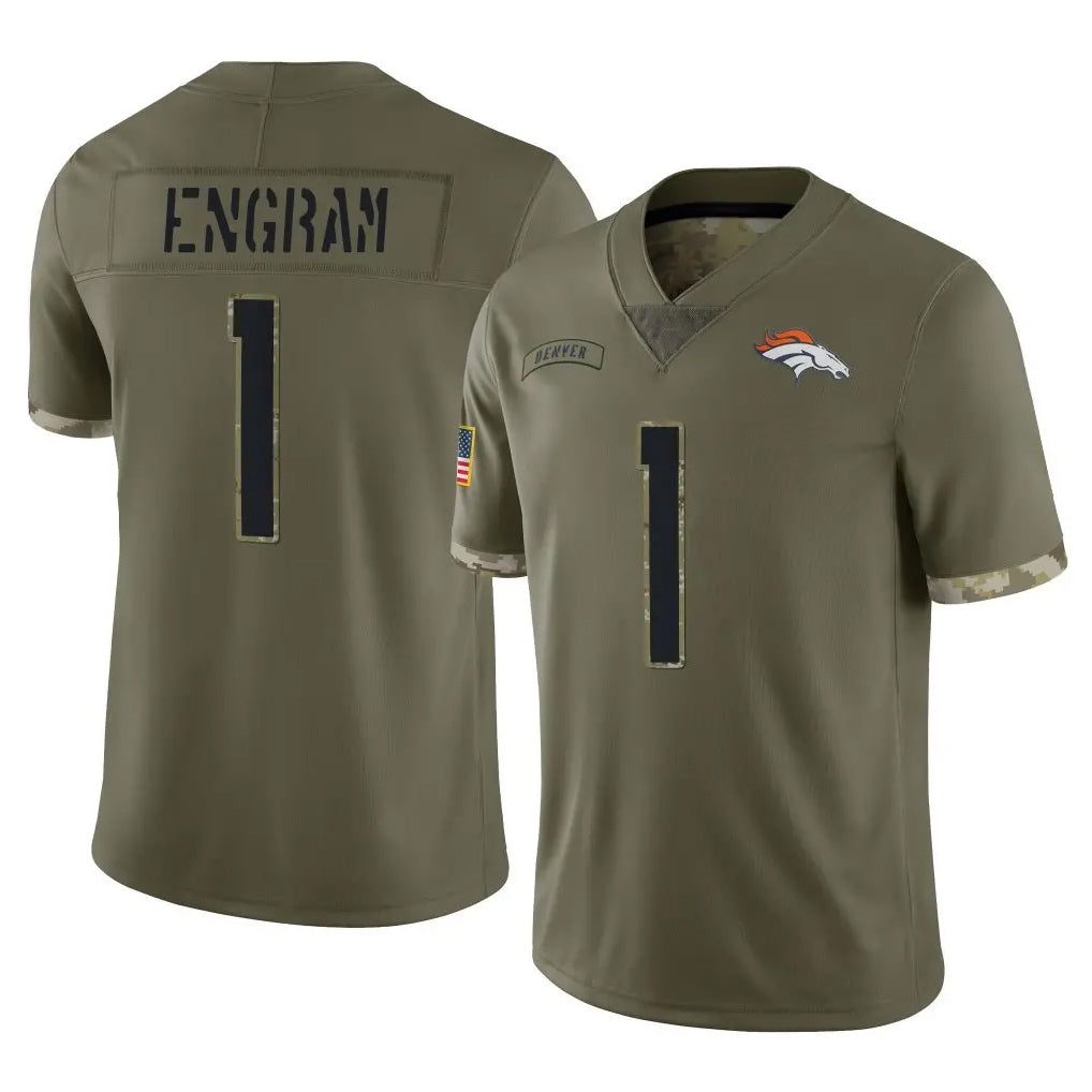 D.Broncos #1 Evan Engram Player Olive Salute To Service Limited Ndoa Stitched Jerseys