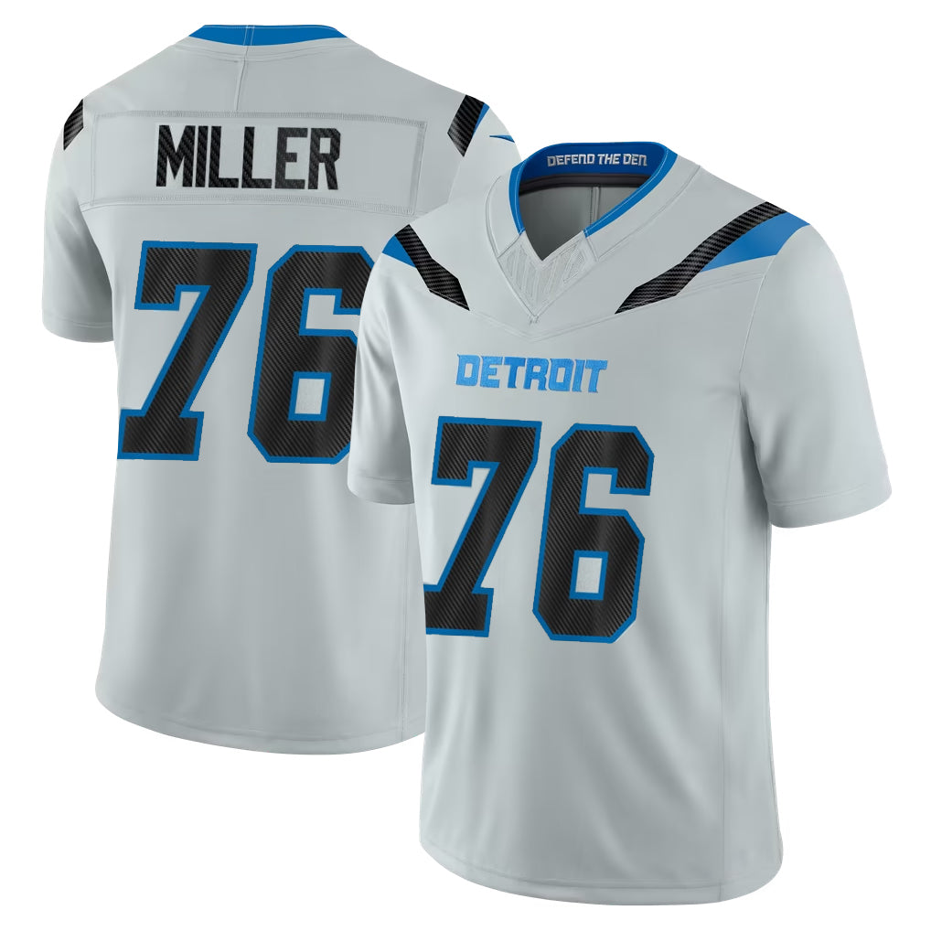 D.Lions #76 Blake Miller Player Silver Limited 2026 Rivalries Collection Home Game Ndoa Stitched Jerseys