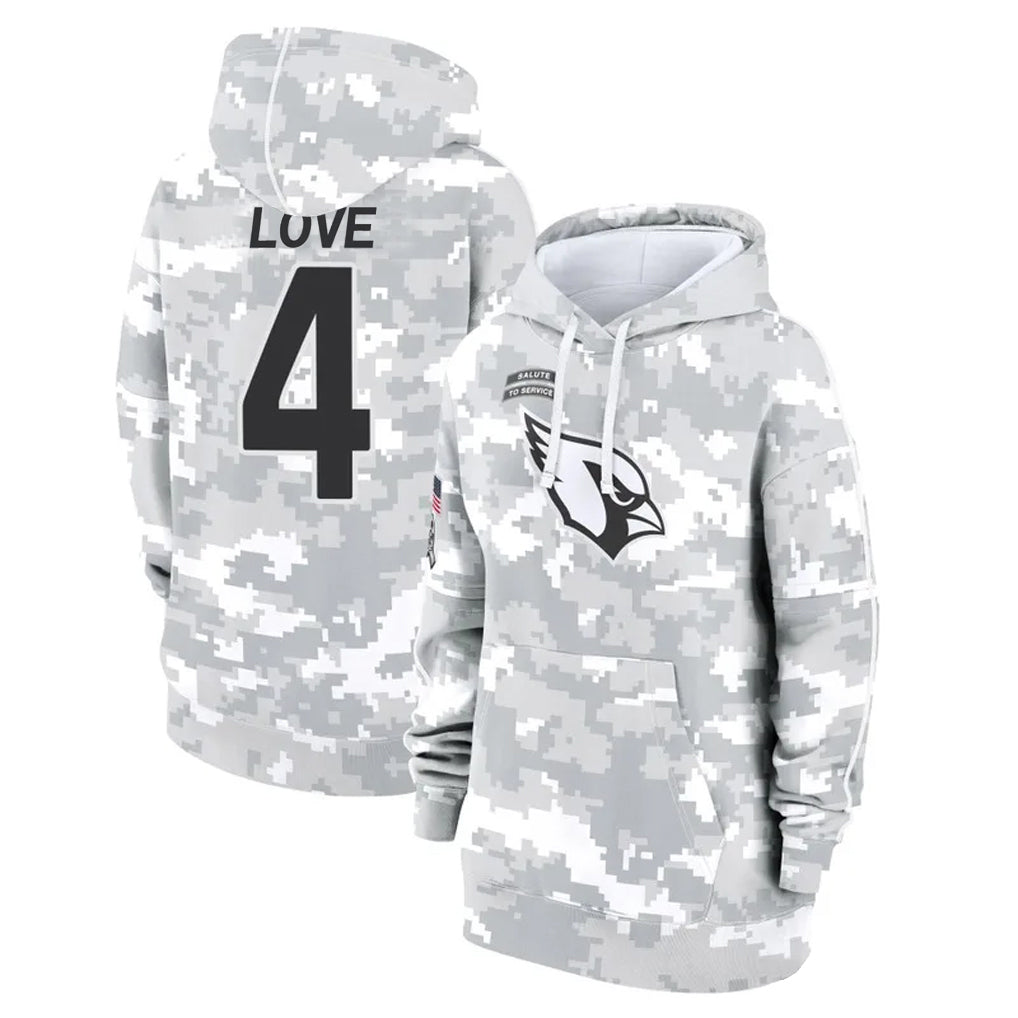 A.Cardinals #4 Jeremiyah Love Player Arctic Camo Salute to Service Hoodies Ndoa Stitched Jerseys