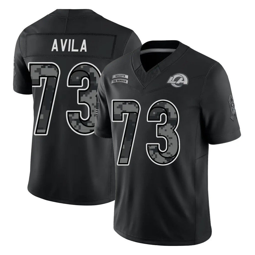 LA.Rams #73 Steve Avila Player Black Limited 2026 Salute to Service Home Game Ndoa Stitched Jerseys