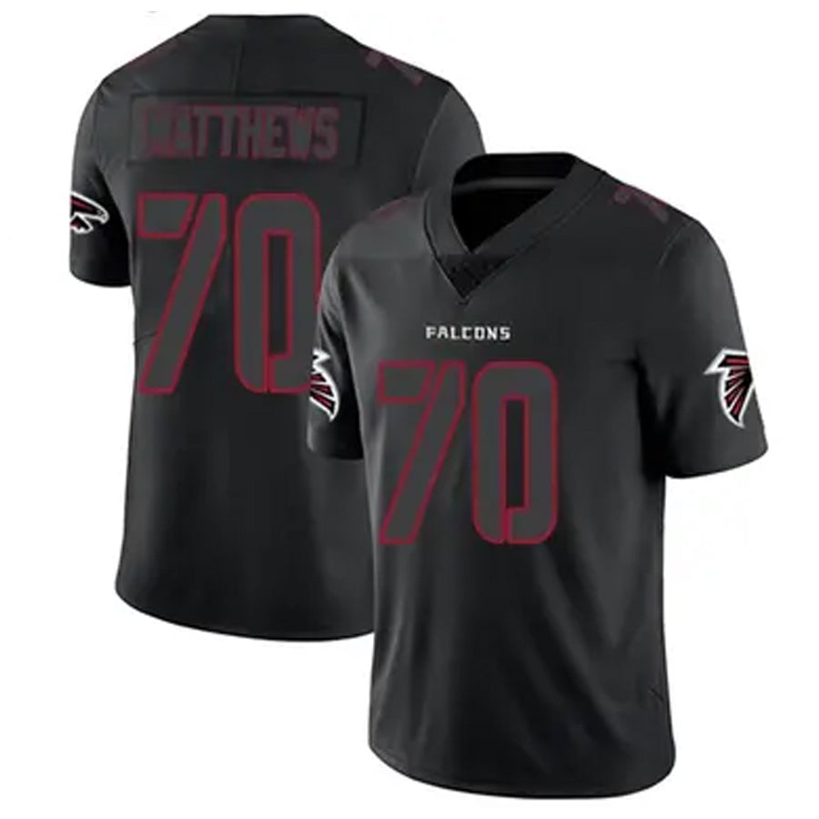 A.Falcons #70 Jake Matthews Player Black Limited Elite Game Ndoa Stitched Jerseys