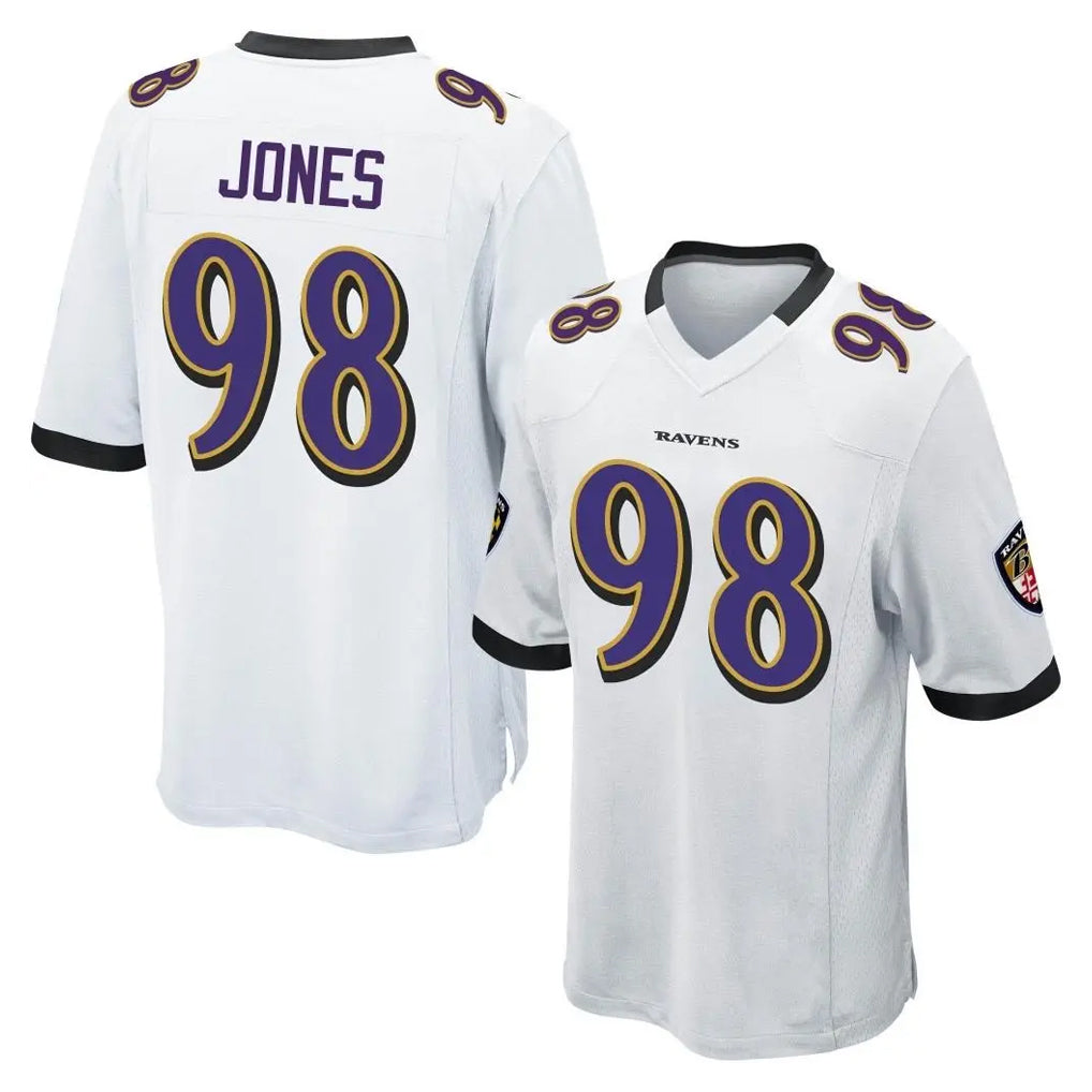 B.Ravens #98 Travis Jones Player White Home Game Ndoa Stitched Jerseys