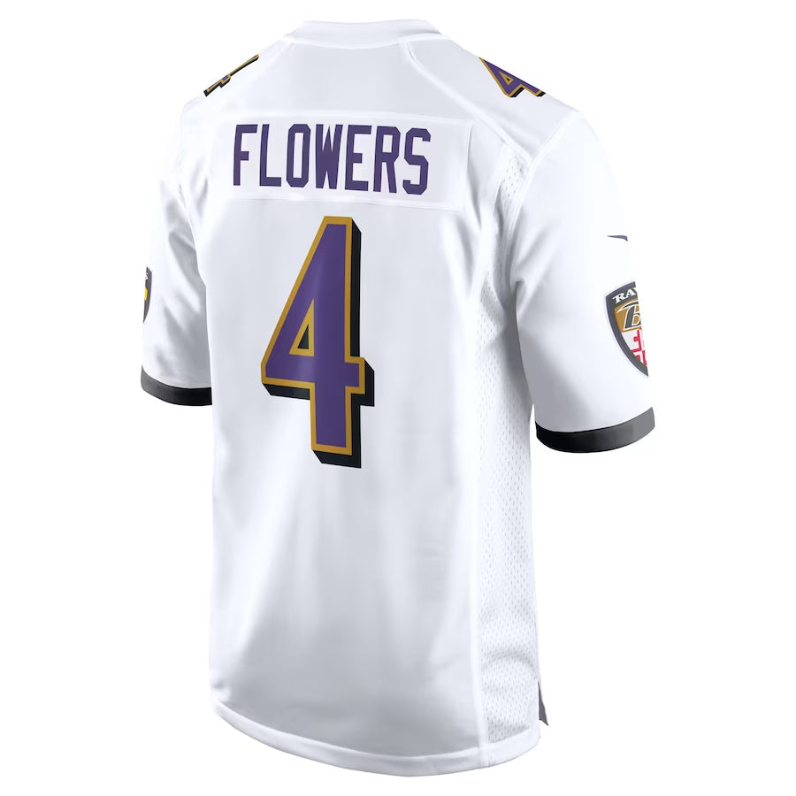 B.Ravens #4 Zay Flowers Player White Alternate Home Game Ndoa Stitched Jerseys