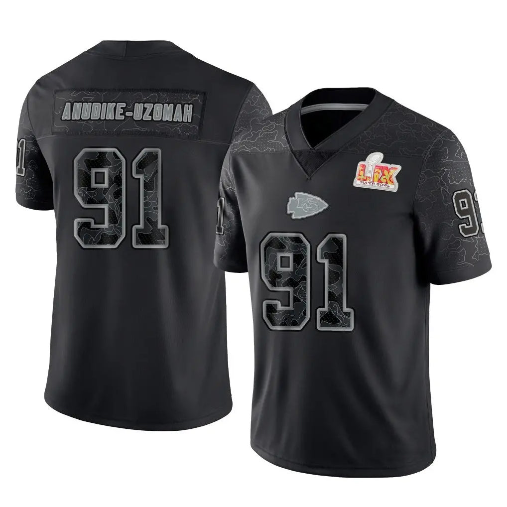 KC.Chiefs #91 Felix Anudike-Uzomah Player Black Limited Reflective Game Stitched Jerseys