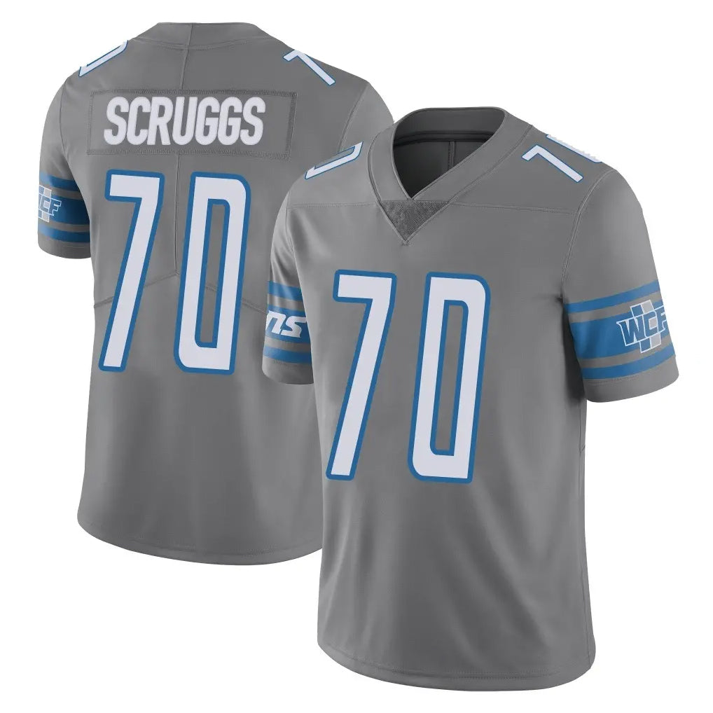 D.Lions #70 Juice Scruggs Player Gray Vapor Untouchable Limited Home Game Ndoa Stitched Jerseys