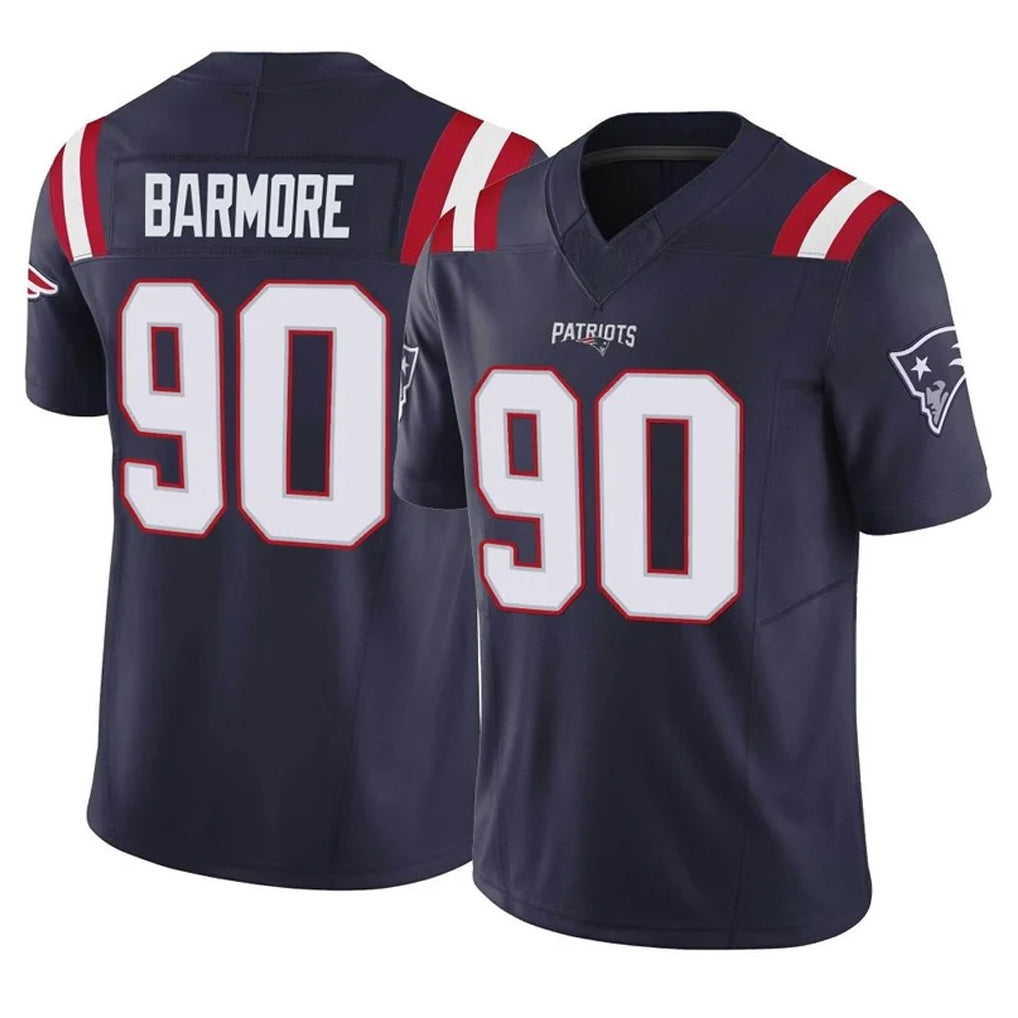 NE.Patriots #90 Christian Barmore Player Navy Limited Vapor F.U.S.E. Home Game Ndoa Stitched Jerseys