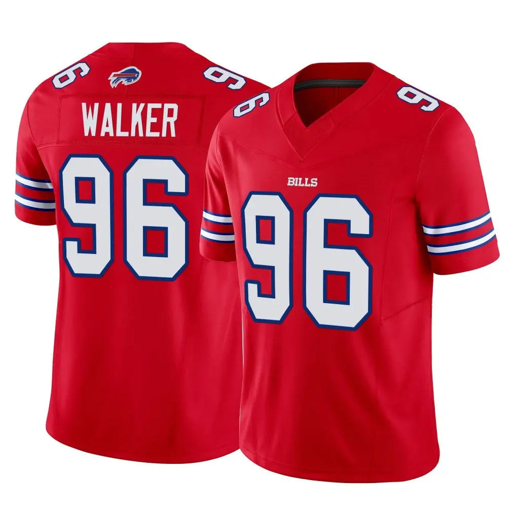 B.Bills #96 Deone Walker Player Red Vapor F.U.S.E. Jersey Limited Home Game Ndoa Stitched Jerseys