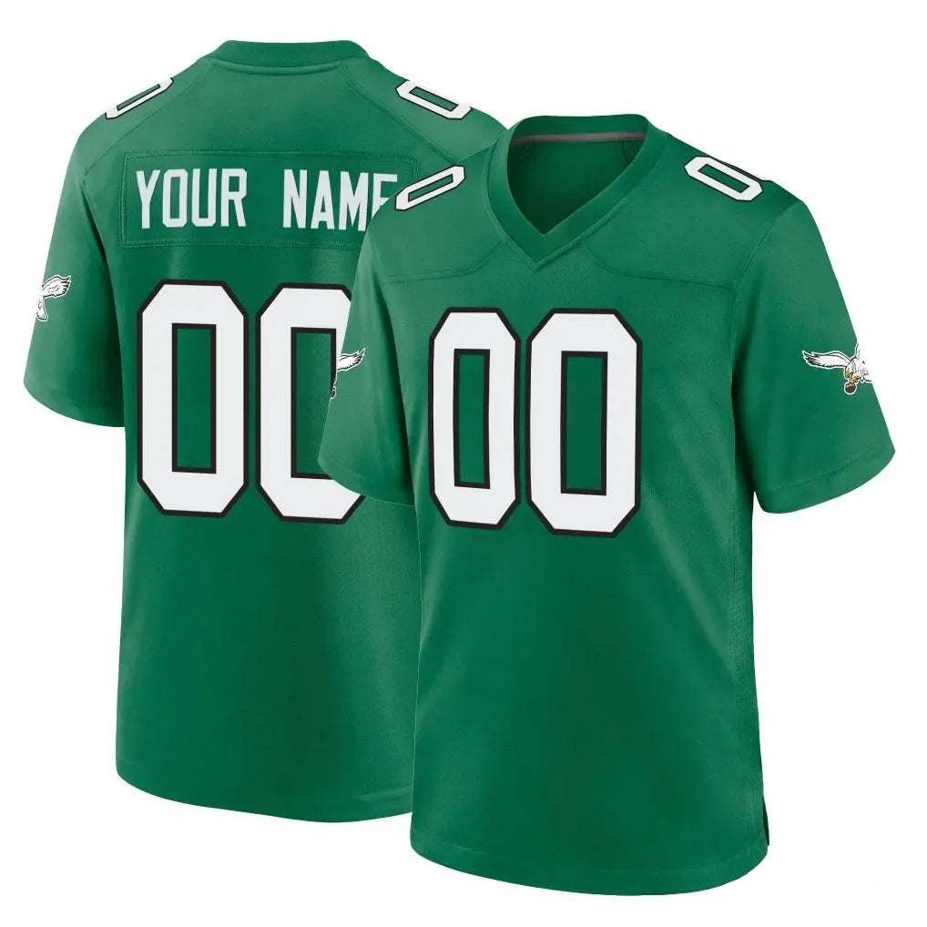 Custom P.Eagles Green Kelly Alternate Home Game Any Name & Numbers Ndoa Stitched Jerseys