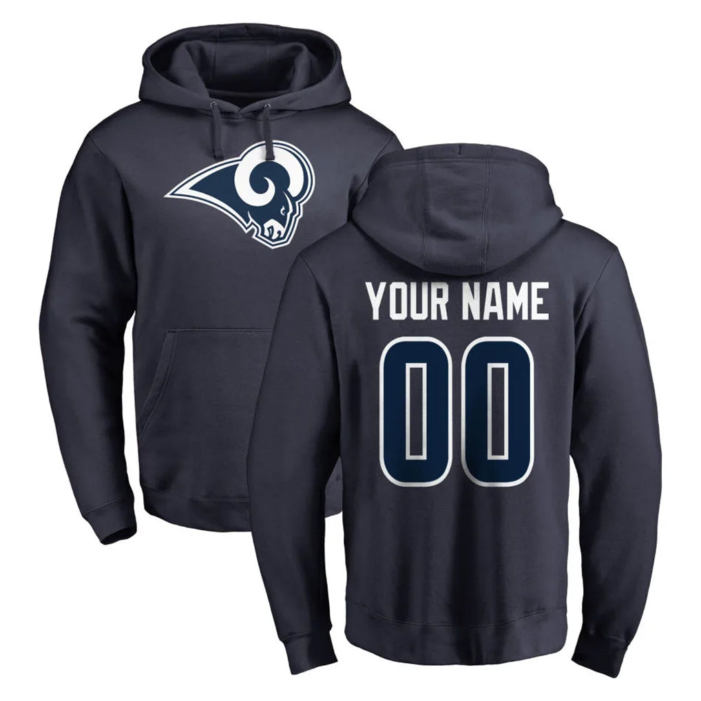 Custom LA.Rams Navy Pullover Hoodie Limited Game Any Name & Numbers Ndoa Stitched Jerseys