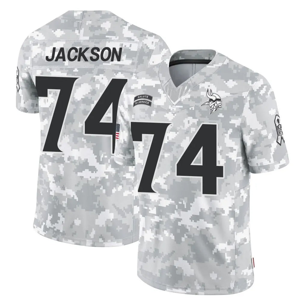 MN.Vikings #74 Donovan Jackson Player Arctic Camo Salute To Service Limited Game Ndoa Stitched Jerseys