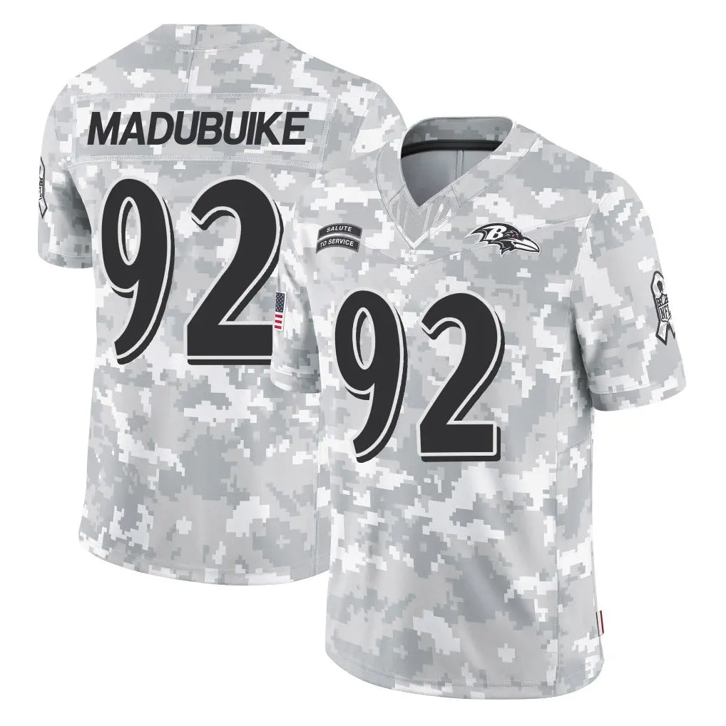 B.Ravens #92 Nnamdi Madubuike Player Arctic Camo Salute to Service Limited Ndoa Stitched Jerseys