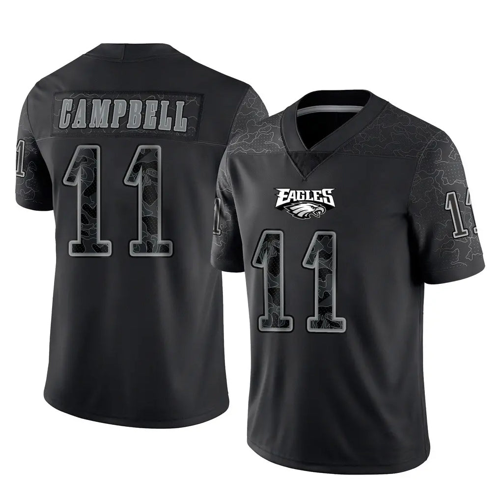 P.Eagles #11 Jihaad Campbell Player Black Reflective Limited Home Game Ndoa Stitched Jerseys