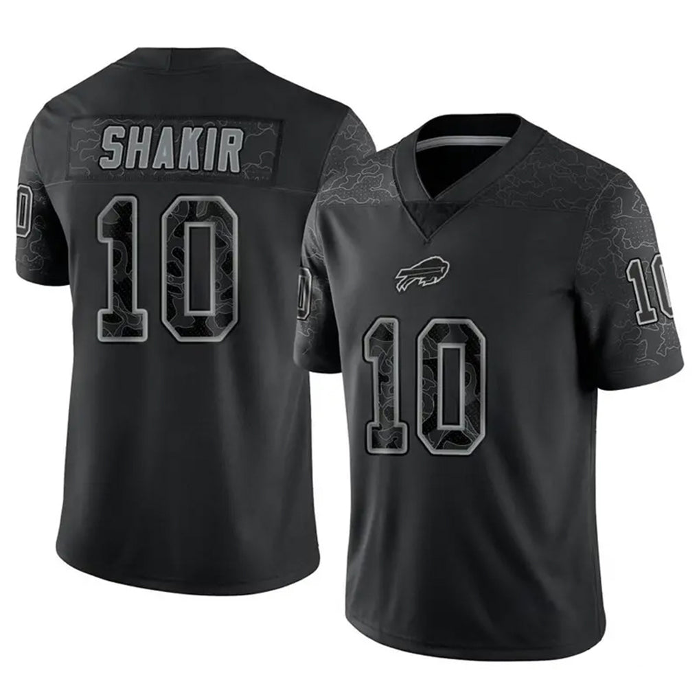B.Bills #10 Khalil Shakir Player Black RFLCTV Limited Ndoa Stitched Jerseys