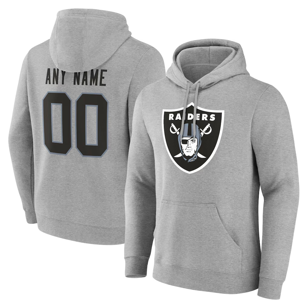 Custom LV.Raiders Gray LOGO Pullover Hoodies Home Game Any Name & Numbers Ndoa Stitched Jerseys