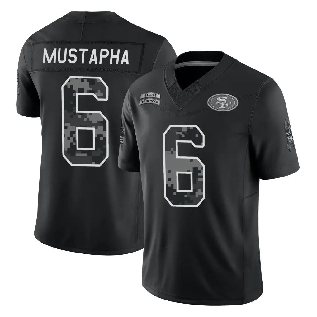 SF.49ers #6 Malik Mustapha Player Black Limited 2026 Salute to Service Home Game Ndoa Stitched Jerseys