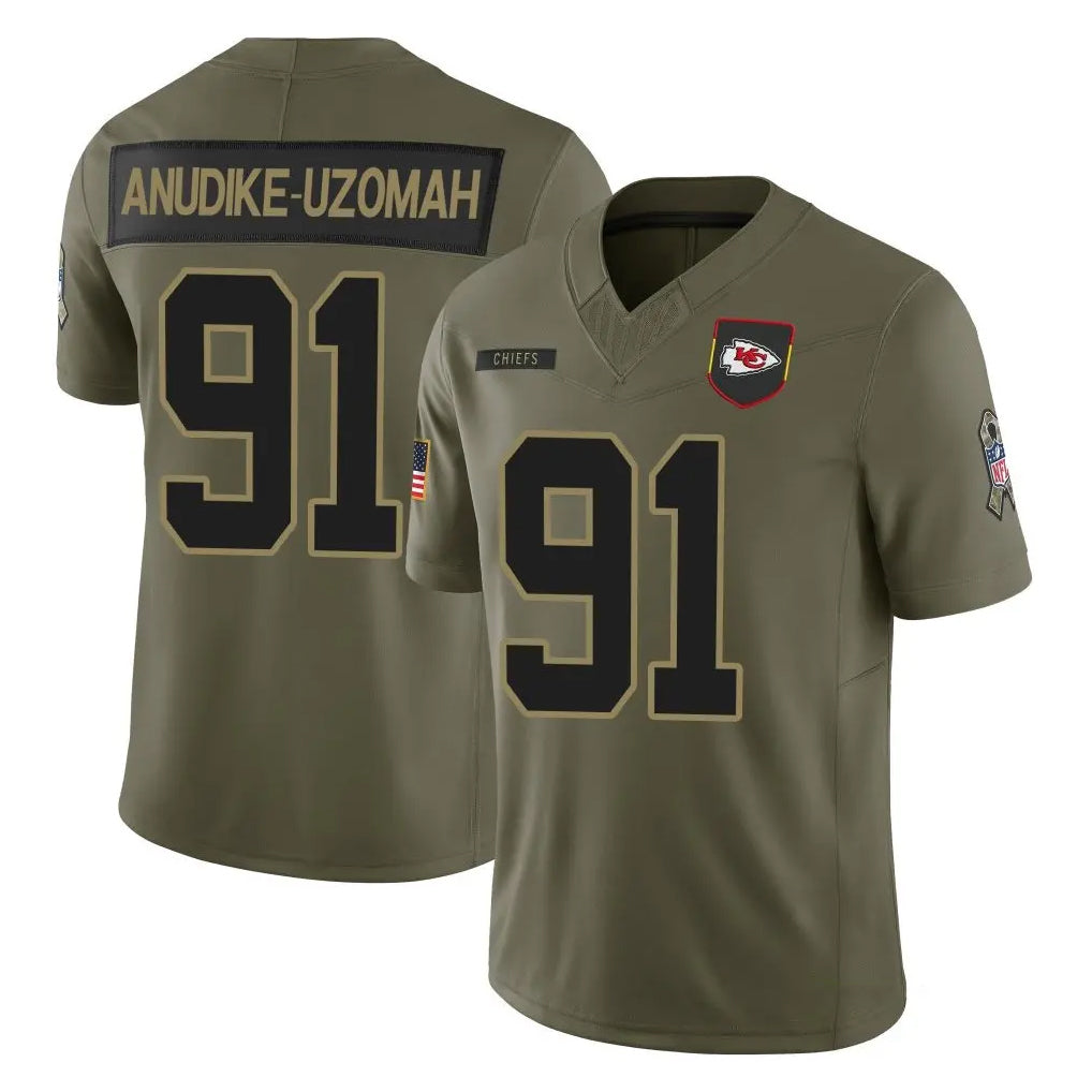 KC.Chiefs #91 Felix Anudike-Uzomah Player Olive 2025 Salute To Service Limited Game Stitched Jerseys