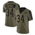 B.Bills #34 Thurman Thomas Player Olive Salute To Service Limited Ndoa Stitched Jerseys