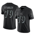 B.Ravens #79 Ronnie Stanley Player Black REFLECTIVE Limited Ndoa Stitched Jerseys