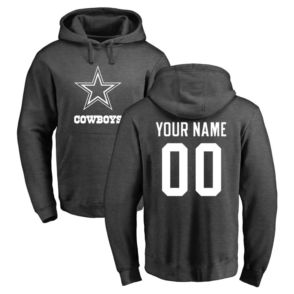 Custom D.Cowboys Ash One Color Pullover Hoodie Limited Any Name & Numbers Ndoa Stitched Jerseys