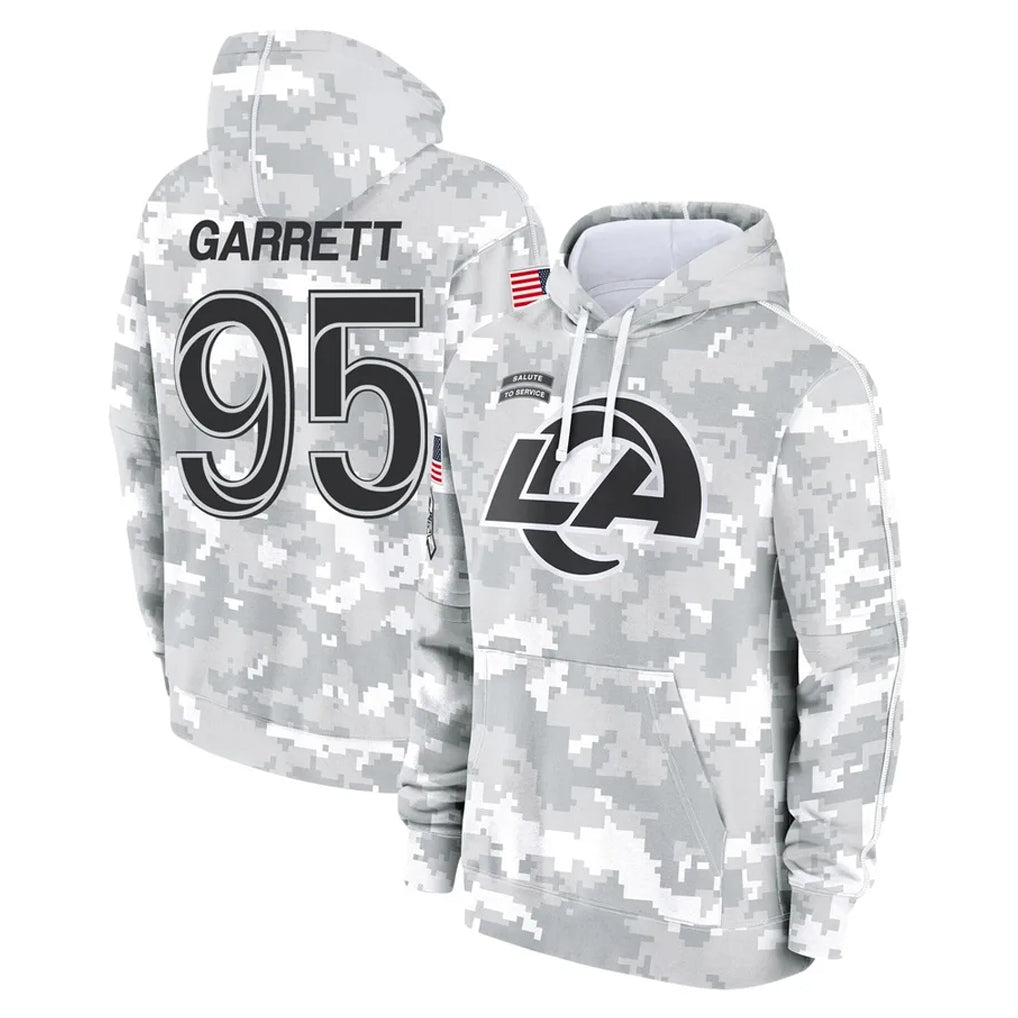LA.Rams #95 Myles Garrett Player Arctic Camo Salute to Service Hoodies Limited Game Ndoa Stitched Jerseys