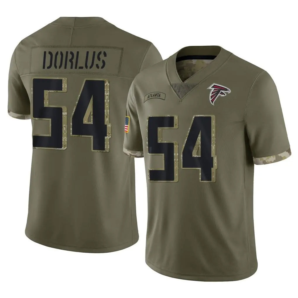 A.Falcons #54 Brandon Dorlus Player Olive Salute To Service Limited Ndoa Stitched Jerseys