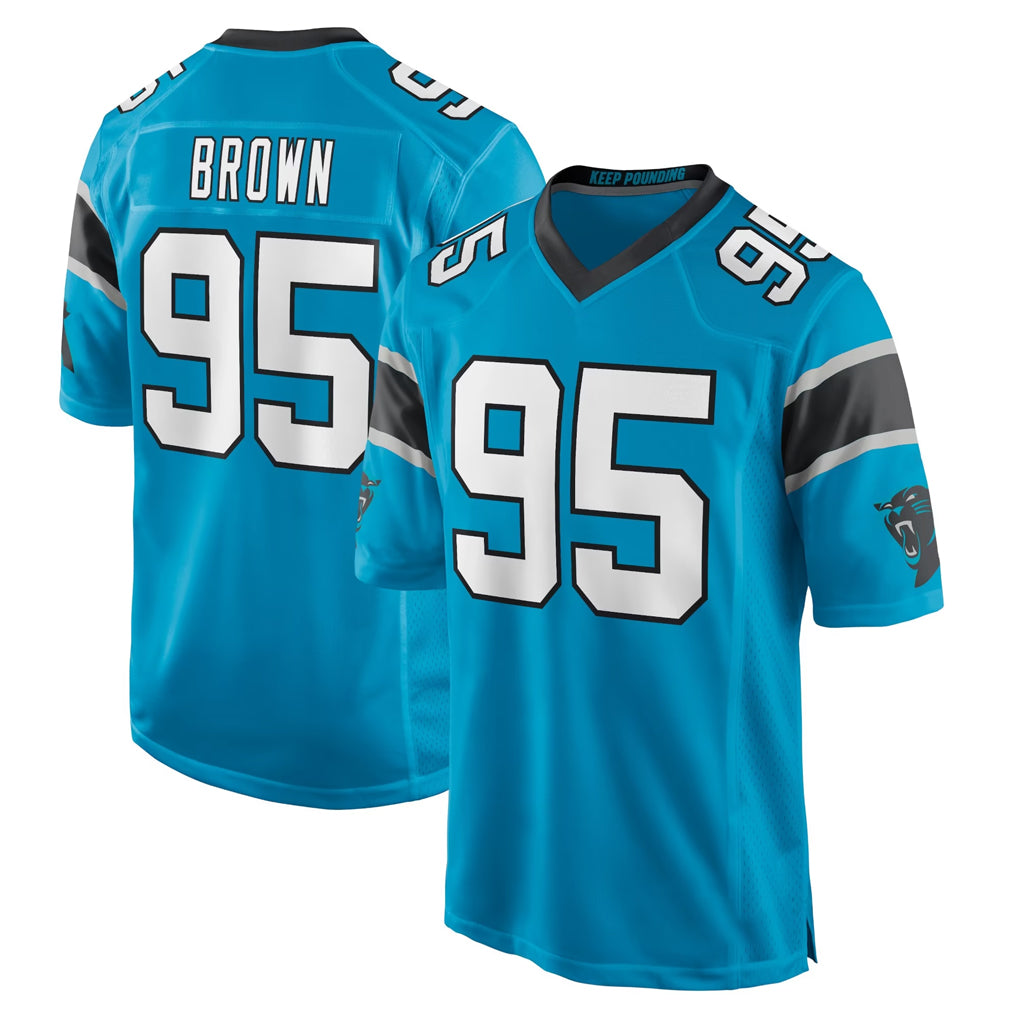 C.Panthers #95 Derrick Brown Player Blue Game Ndoa Stitched Jerseys