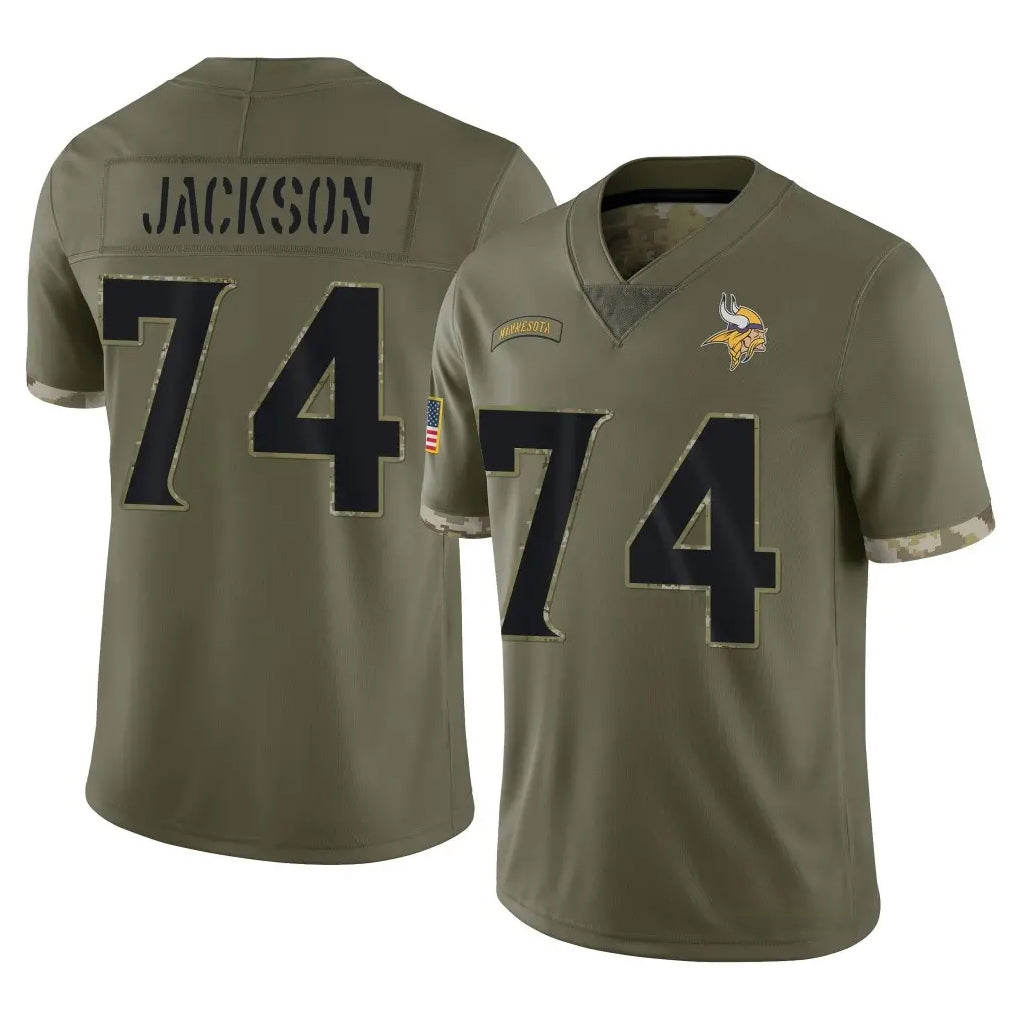 MN.Vikings #74 Donovan Jackson Player Olive Salute To Service Limited Ndoa Stitched Jerseys