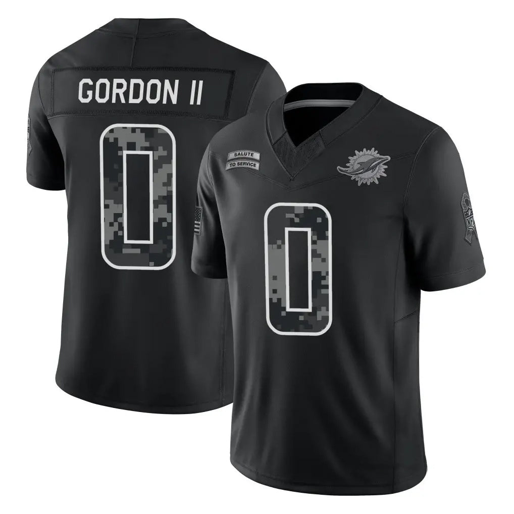 M.Dolphins #0 Ollie Gordon II Player Black Limited 2026 Salute to Service Home Game Ndoa Stitched Jerseys