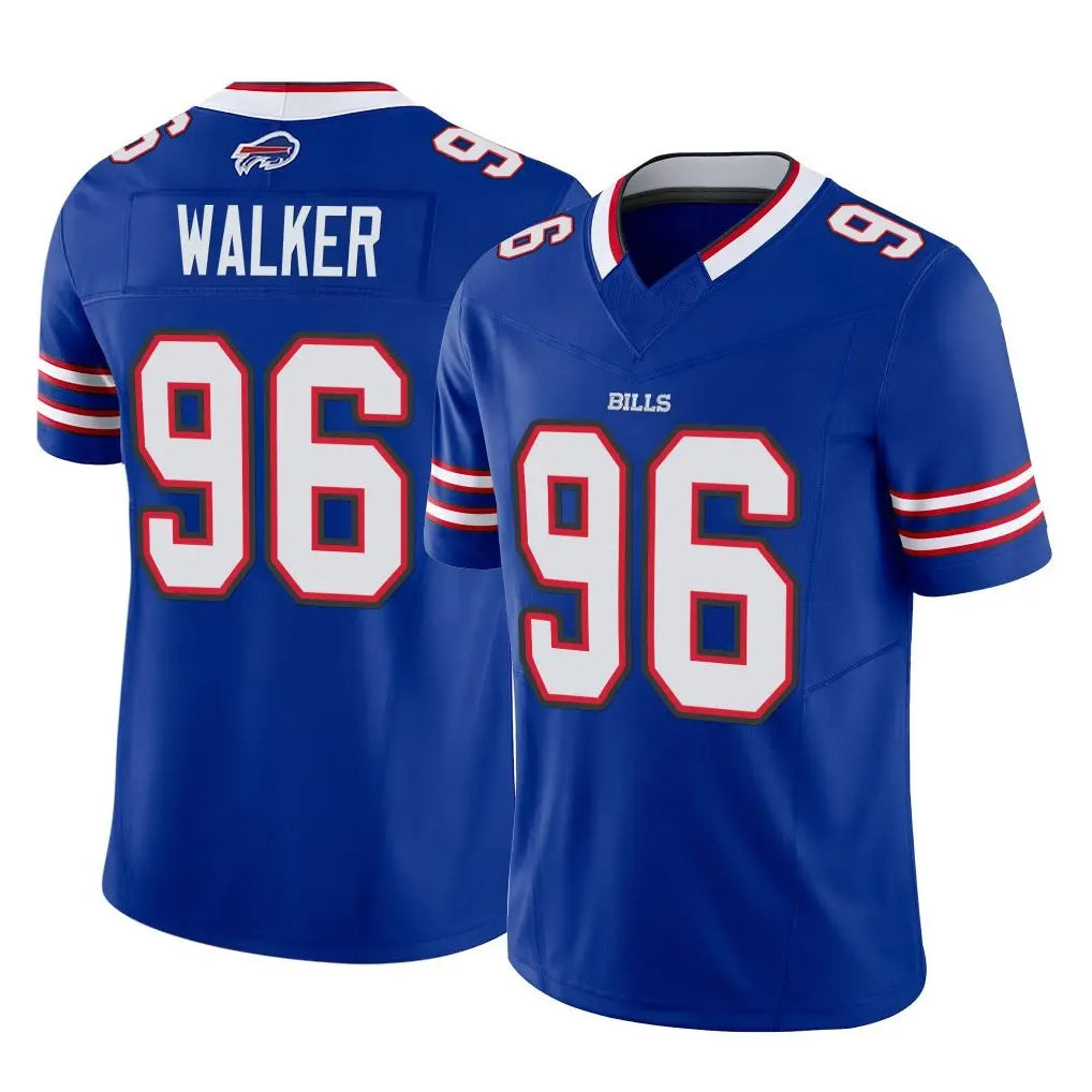 B.Bills #96 Deone Walker Player Royal Vapor F.U.S.E. Limited Home Game Ndoa Stitched Jerseys