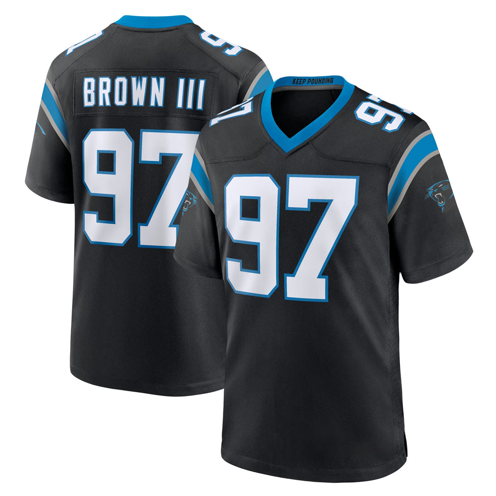 C.Panthers #97 Bobby Brown III Player Black Limited Home Game Ndoa Stitched Jerseys