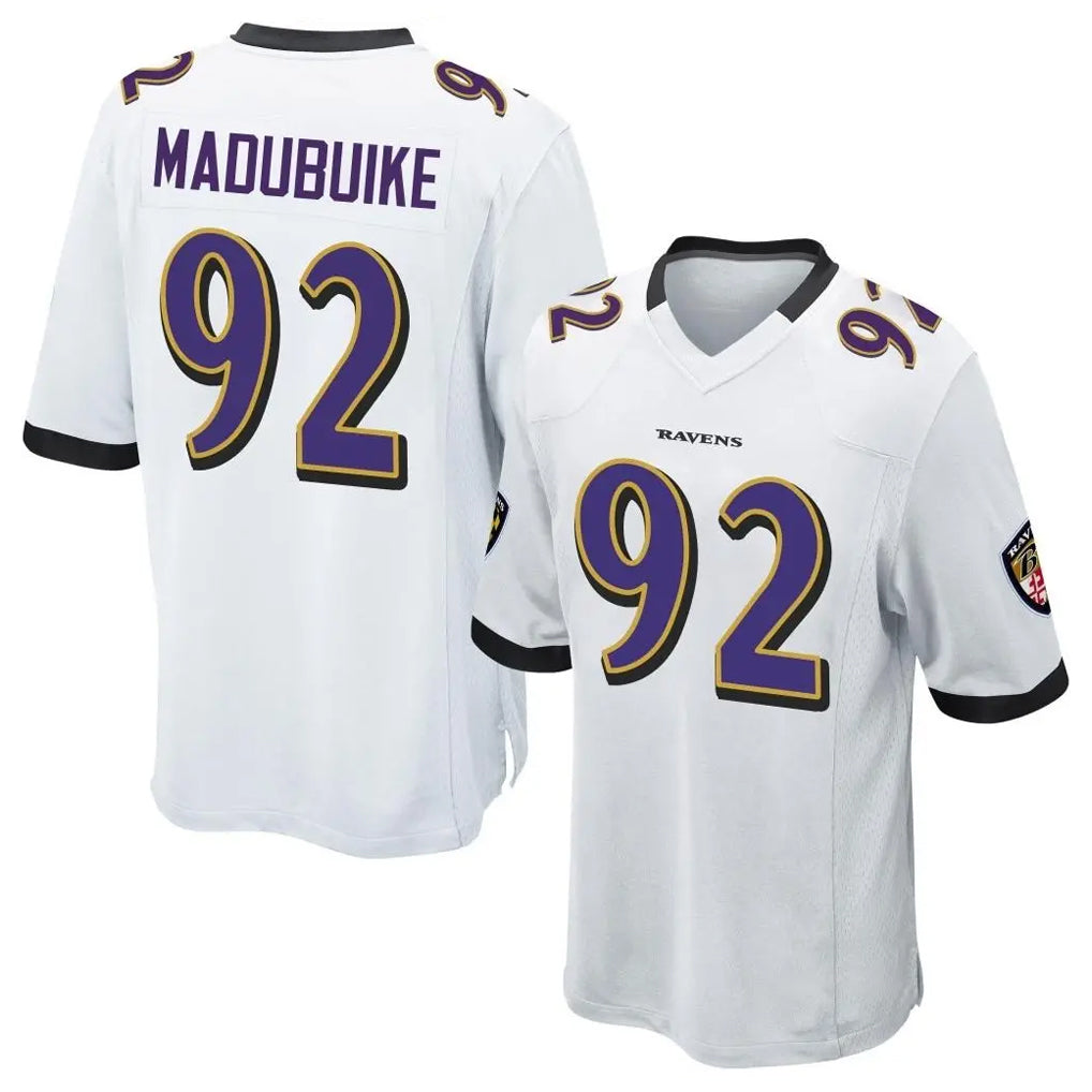 B.Ravens #92 Nnamdi Madubuike Player White Alternate Home Game Ndoa Stitched Jerseys