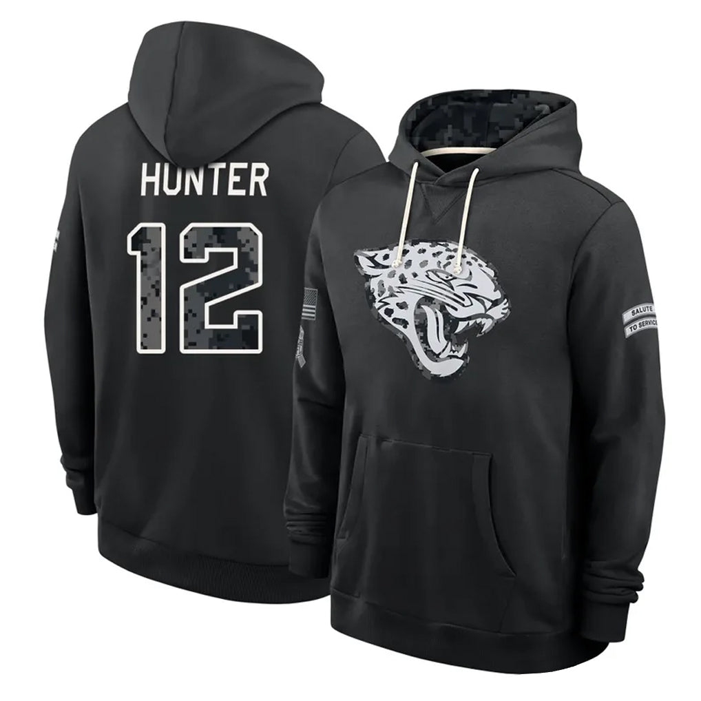 J.Jaguars #12 Travis Hunter Player 2026 Black Logo Pullover Hoodies Limited Game Ndoa Stitched Jerseys