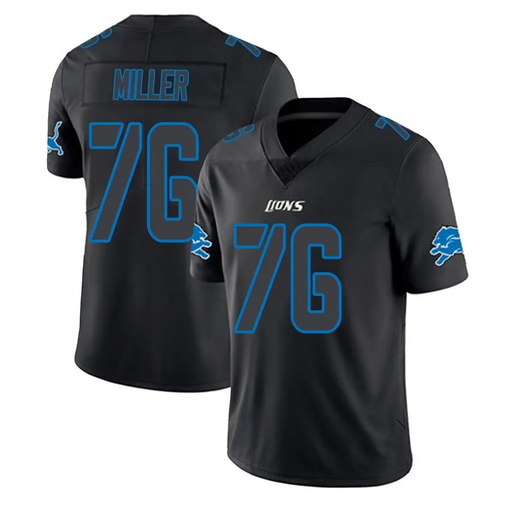 D.Lions #76 Blake Miller Player Black Impact Limited Home Game Ndoa Stitched Jerseys
