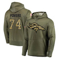 D.Broncos #74 Ben Powers Player Olive Salute to Service Pullover Hoodies Home Game Ndoa Stitched Jerseys